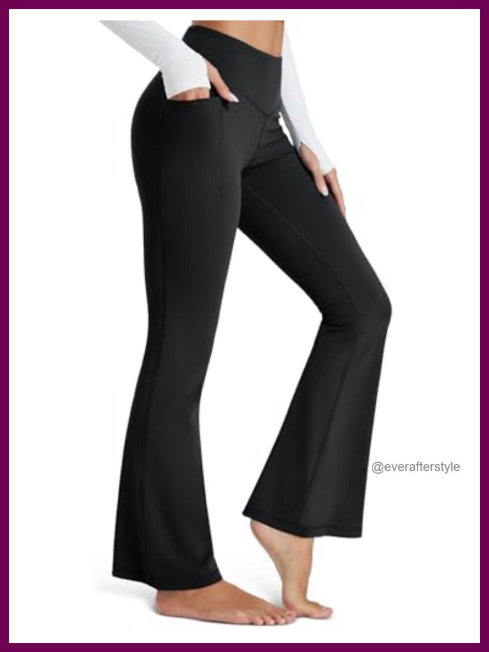 High Waisted Flare Yoga Leggings with Pockets Bootcut Stretchy 30"